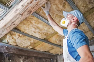 home energy professional inspects attic insulation